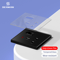 Prises murales rétro durables en verre trempé noir 13A avec interrupteurs à bascule et doubles ports USB 1/2/3/4 gangs EU/UK avec indicateur LED
