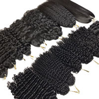 Extensions de cheveux humains au crochet de haute qualité, effet plume, avec anneaux de crochet, sans trame, cheveux brésiliens Remy bruts, fournisseur