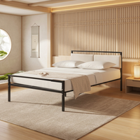 Cadre de lit double avec rangement, sommier métallique compact pour chambre d'amis, petit dortoir, mobilier de chambre à coucher