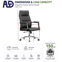 Chaise de bureau exécutive ergonomique moderne de haute qualité en cuir PU chromé avec base pivotante réglable en hauteur pour le bureau à domicile