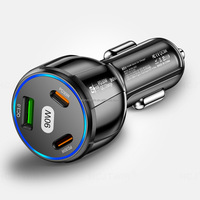 Chargeur de voiture intelligent double circuit USB Type-C à charge rapide, multi-ports 1USB+2PD QC3.0 30W, sortie ignifuge pour téléphone et ordinateur portable