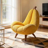 Fauteuil lounge moderne en forme de banane, tissu bouclé jaune, canapé simple, fauteuil d'appoint créatif de luxe pour salon, chambre à coucher