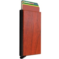 Dompet Kartu Kayu Walnut Personalisasi DIY, Dompet Tipis Kayu Beech, Tempat Kartu Kayu untuk Pria