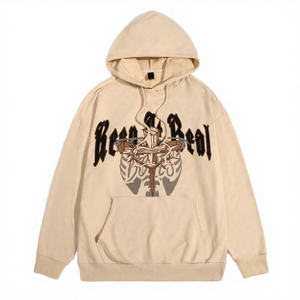 เสื้อฮู้ดดี้ผู้ชายแบบสวมหัว มีเชือกผูก ทรงโอเวอร์ไซส์ ผ้าฝ้าย 100% แห้งเร็ว ปักลายตัวอักษร 3 มิติ แบบกำหนดเองจาก Up-Felt-Impex ขายส่ง - Product Image 4