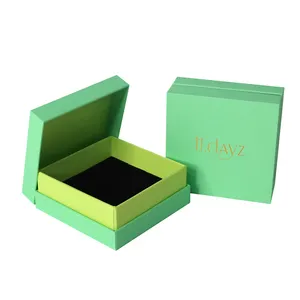 Luxury Rigid Gold Foil Cardboard Packaging Turquoise Lid and Base Box with Neck Removable Gift Boxes
