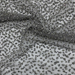 <span class=keywords><strong>Tulle</strong></span> scintillant argenté avec strass, tissu luxueux en maille de nylon pour robes de soirée, robes de mariée, costumes de scène - Product Image 1