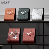 Mandelda – horloge de luxe moderne Simple et créative, Triangle géométrique en béton MDF, montres à Quartz silencieuses, horloges pour salon