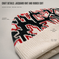 Bonnet de voyage personnalisé Highfly en tricot 100 % acrylique, style urbain, motif jacquard, revers pliable, hiver, faible MOQ, Chine OEM/ODM