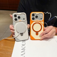 Coque de téléphone magnétique Deep Cherry Armor avec béquille intégrée pour iPhone 18 17 16 15 Pro Max, finition mate, antichoc et refroidissante