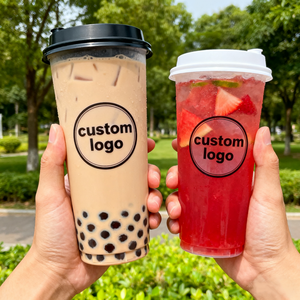 Cheap Price Custom LOGO Printing <b>Plastic</b> <b>Cup</b> Disposable Iced Coffee Beverage <b>Drinking</b> <b>Cup</b> With Lids Straws - Product Image 5