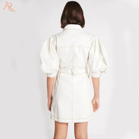Robe courte en jean à manches bouffantes pour femme