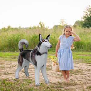 MAKE WAVES Husky Gonflable Réaliste en PVC Imperméable, Décoration Géante et Jouet Réaliste pour Fêtes et Décoration Intérieure - Product Image 3