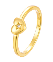 Bague en argent sterling QX S925 en forme de cœur avec étoile en zircon cubique plaqué or rose 18 carats, vente en gros, bijoux personnalisés OEM