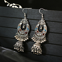 Boucles d'oreilles vintage en forme de cloche pour femme, bijou tibétain, motif floral, géométrique classique, inde, Jhumka