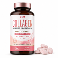 Comprimés de collagène Clean Label, peptides hydrolysés, vitamine C, biotine, sans OGM, sans gluten, sans sucre, complément beauté et bien-être