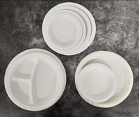 Plateau de déjeuner scolaire jetable en amidon de maïs ZS à 4 compartiments, assiettes de fête compostables, micro-ondables, biodégradables, design moderne