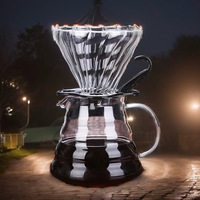 Ensemble de cafetière à filtre en verre borosilicate au design vintage avec filtre métallique transparent pour usage professionnel