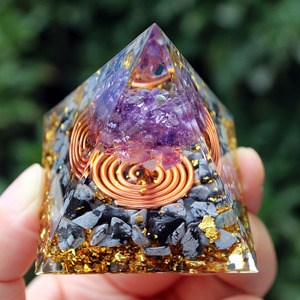 <b>Crystal</b> <b>Chip</b> Pyramid Resin Epoxy Craft Desktop Ornament Amethyst Mushroom Head Coil Alabaster Home Decoration - Product Image 4