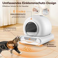 Robot anti-odeurs intelligent contrôlé par application, bac à litière automatique autonettoyant pour chat de 74 L avec plateau intérieur en acier inoxydable pour plusieurs chats