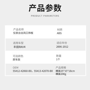 Panneau de ventilation pour Toyota RAV4 2006-2012, garniture de tableau de bord en ABS, gauche et droite - Product Image 4