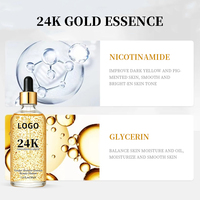 Sérum Visage Liquide Anti-Âge et Illuminateur pour Peaux Sensibles à Base d'Acide Hyaluronique, de Niacinamide et d'Or 24K, Marque Privée OEM