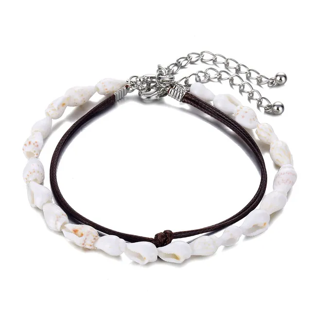 Cavigliere per donna conchiglia gioielli piede estate spiaggia bracciale cavigliera a piedi nudi sulla gamba Set cavigliera in pelle femminile catena gamba boema