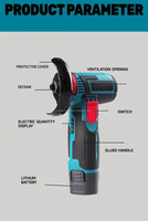Meuleuse d'angle sans fil 18V sans balais avec interrupteur à palette, disque de 115 mm pour polissage et découpe professionnels