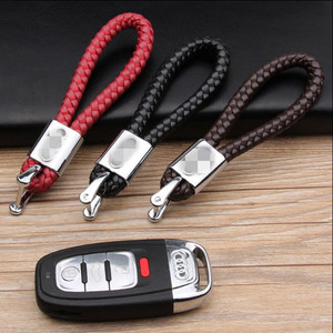 Custom Leather Braided <b>Rope</b> Keychain High Quality Hand-woven PU Leather Pendant with Car Brand LOGO Metal Keychain Wholesale - Product Image 3