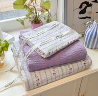 Parure de lit en coton lavé certifié Oeko, 4 pièces, jacquard teint en fil, imprimé floral, pour chambre à coucher