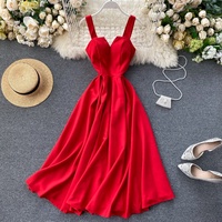 Robes Décontractées d'Été pour Femme, Col en V, sans Manches, Dos Nu, Couleur Unie Rétro