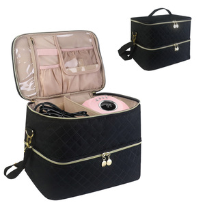Nail Polish Organizer Bag Large Capacity Diamond Lattice Zipper Cosmetic Storage Case With Soft Handle For Beauty Tools - Product Image 1