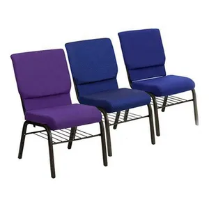 Commercio all'ingrosso comodo sedile sedie Theatre ad incastro tessuto struttura in metallo sedie da chiesa per la vendita