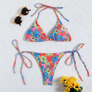 2021 Women Swimwear Hot Sexy Girl Bikini Beach Cover Up Swimsuits Bathing Suits Custom Print Floral