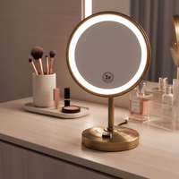 Miroir de maquillage LED grossissant ZIHAN avec plateau rond en verre intelligent et grossissement 3X