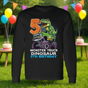 Camiseta de manga larga Monster Truck Dinosaur para niños de 5 años, Rawr, tengo 5 años desde 2020 - Product Image 3