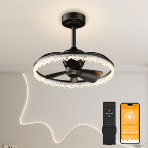 19.7'' Elegant Crystal Ceiling Fan Light with APP & Remote Control Reversible 6‑Speed Fan Dimmable LED 3000K‑6500K for Bedroom - Product Image 1