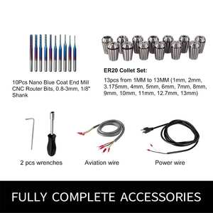 Moteur de broche refroidi par air de haute qualité 3KW ER20 220V/380V avec kit de conversion de fréquence VFD pour machine de gravure - Product Image 4