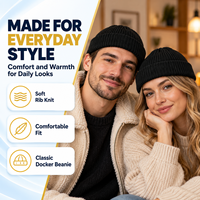 Topi Beanie Sailor Pendek Rajut Bergaris Lipat Klasik Hangat Musim Dingin Multi Warna Unisex Grosir MOQ Rendah