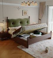 Lit plateforme en bois massif de pin de style japonais, gain de place, multifonctionnel, taille King/Queen, design écologique et durable