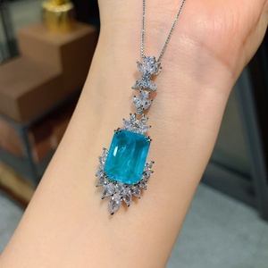 High Quality Eco-friendly Copper Creative Pendant <b>Earrings</b> <b>Set</b> 12*16mm Blue Zircon Flower Jewelry <b>Set</b> for Bold Statements - Product Image 6