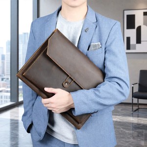 Bolsa Organizadora para Laptop Masculina em Couro Genuíno Vintage, Feita em Couro Crazy Horse, Impermeável e Resistente ao Desgaste, Estilo Retro Europeu-Americano - Product Image 1