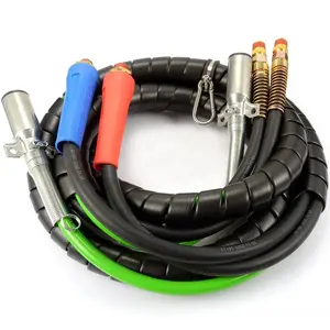 12ft 3-in-1 Air Power Line 7-Way Trailer ABS Electric Cable & Air Line Hoses Kits for Enhanced Brake System