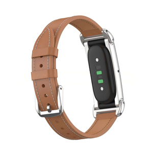 Bracelet de montre en cuir microfibre personnalisé, accessoires de luxe avec cadre métallique pour Fitbit Air - Product Image 3