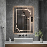 Miroir mural rectangulaire LED moderne avec capteur tactile, lumière décorative pour salle de bain, miroirs lumineux pour la maison et l'hôtel