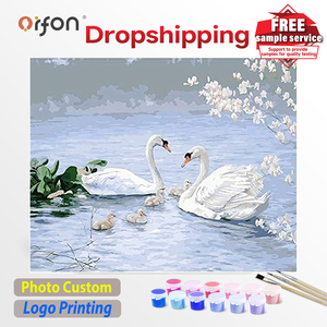 Kit de Peinture par Numéros en Dropshipping, <span class=keywords><strong>Paysage</strong></span> <span class=keywords><strong>Romantique</strong></span> du Lac des Cygnes Blancs au Printemps, Ensemble de Peinture Acrylique DIY, pour Décoration Murale à Domicile - Product Image 1