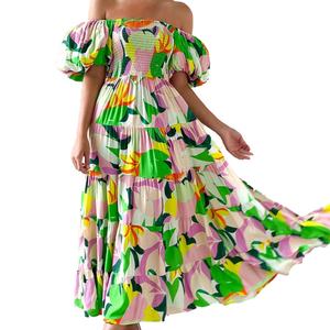 Vestidos de Algodón con Volantes para Mujer, Diseño Personalizado OEM, MOQ Bajo, Ropa de Alta Gama, Vestidos Elegantes de Verano, Vestidos Largos Casuales - Product Image 1