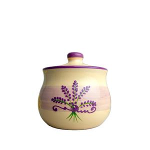 Sucrier en céramique avec couvercle 10oz pour bar à café sel crème lavande pot de sucre floral - Product Image 1