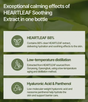 Sérum apaisant JMSOLUTION Heartleaf 88 certifié UE, léger, 88% d'extrait de Heartleaf, nourrit et hydrate la peau du visage