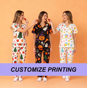 Conjuntos de Uniformes Médicos Estampados con Temática Festiva, 100% Algodón, Personalizados, para Hospitales, Clínicas Dentales y Centros de Maternidad - Product Image 2
