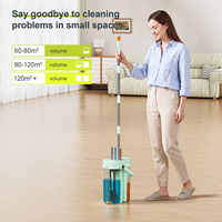 Système de seau plat à 3 compartiments Homettler Eco-Friendly Transparent Mop, avec tampons lavables et réutilisables pour eau sale/propre séparée